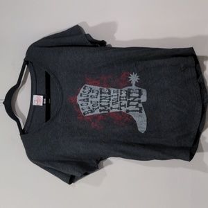 Grand Ole Opry Johnny Cash Walk the Line Graphic Tee Womens Size S Gray Boot